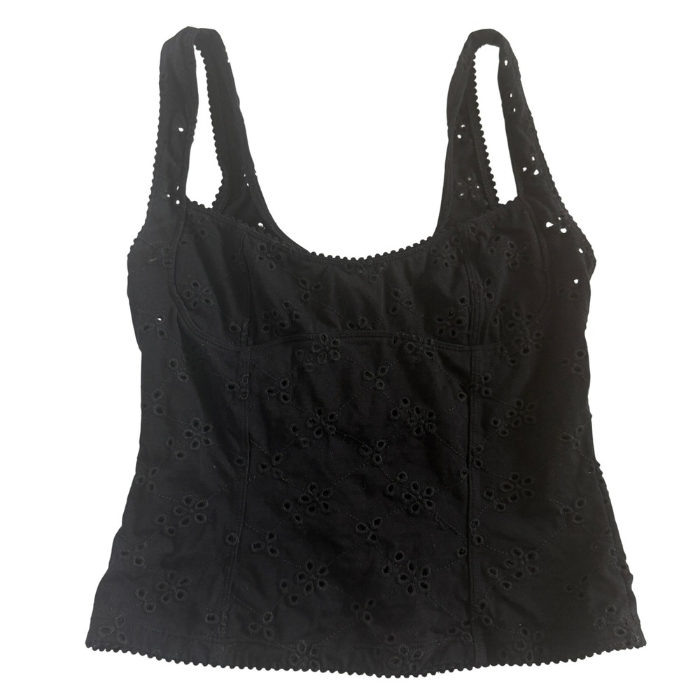 Intimately Free People Black Eyelet Corset Tank Top Floral Camisole XS